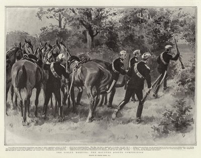 De Bisley Bijeenkomst, de Wedstrijd van de Bereden Verkenners door Frank Dadd
